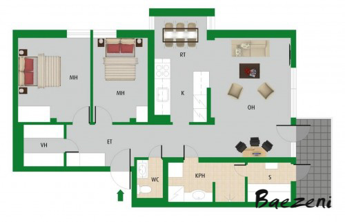 2D FF (Full Furnish) Suomi greygreen 04