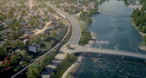 Railway, Highway, Bridge, Citymodel Kongsberg Norwyay