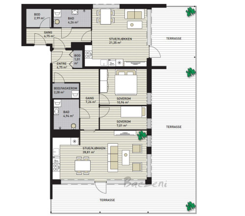 2D FF (Fully Furnished, Trolly 89576